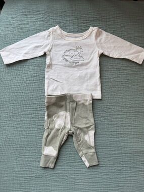Carter's Cream Top with Sage Green Cloud Pants Kids Matching Set